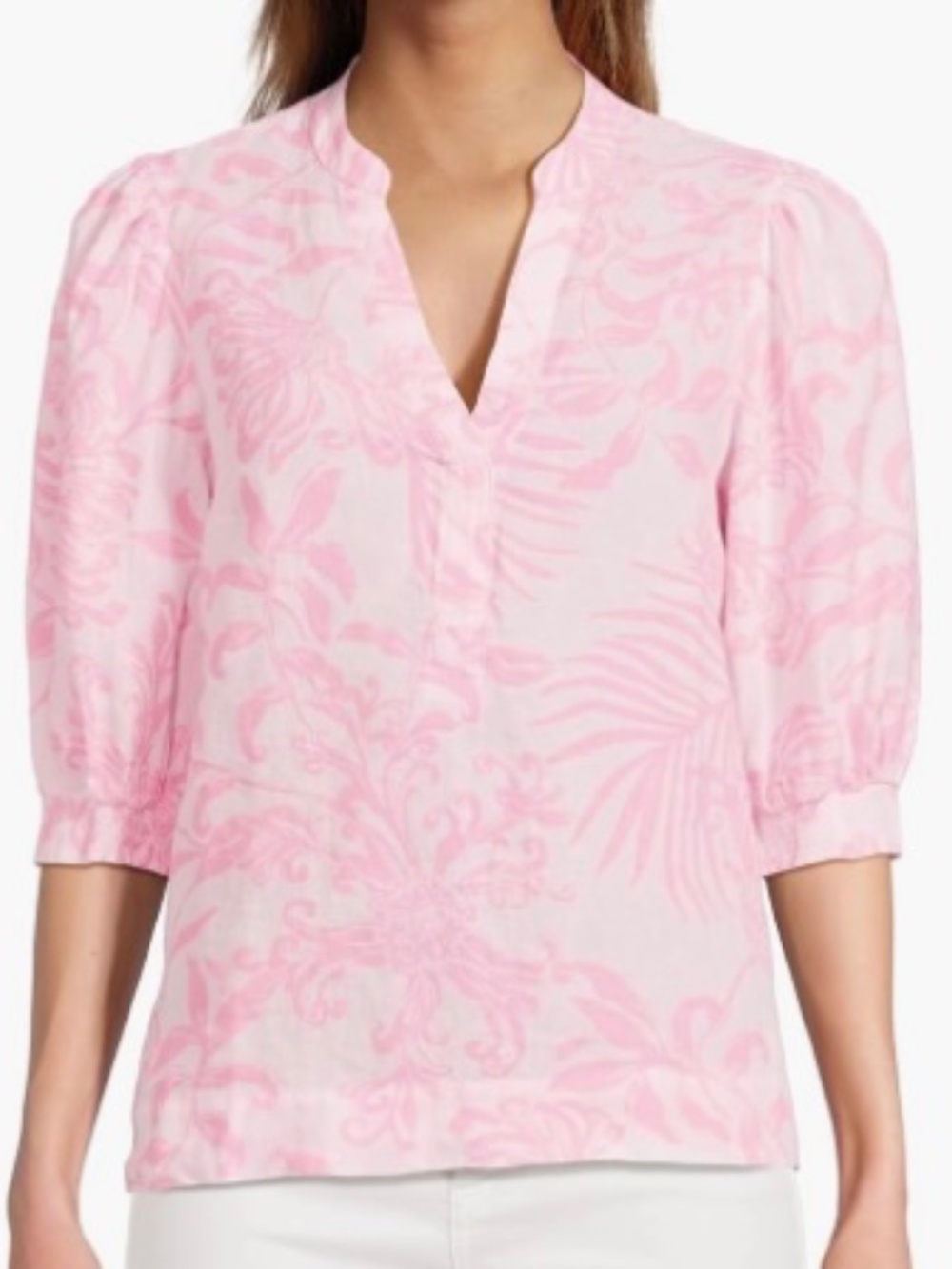 Lilly Pulitzer Women's Mialeigh Elbow Sleeve Linen Top